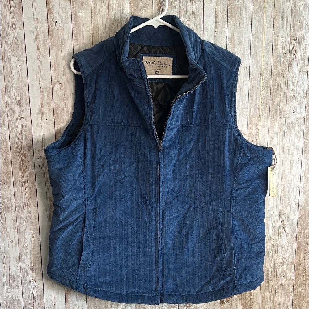 🐺Blue Quilted Vest with Stand-Up Collar